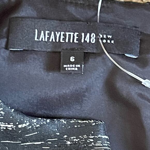 Lafayette 148 New York Size 6 Zelina Black Tan Sleeveless V Neck Sheath Dress - Picture 6 of 7